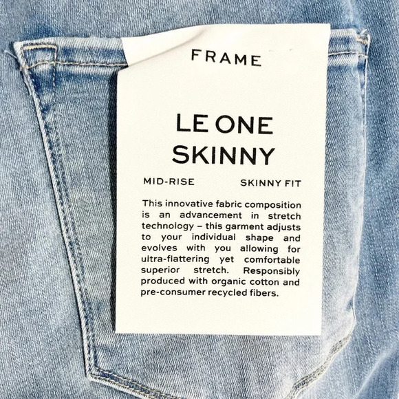 Frame Light Wash High Rise Le One Skinny Jeans Women's Size 2 New With Tags - Picture 10 of 13